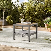 Songmics Home Collection Sencillo - Petite Table Basse, Table d'Appoint de Jardin, Carré, avec Rangement, Style Transitionnel, Faux Bois