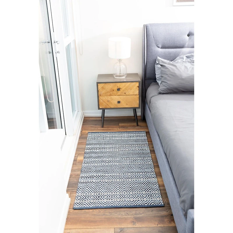 Tapis tissé à plat en coton à chevrons Fabstyles pour salon, couloir, patio