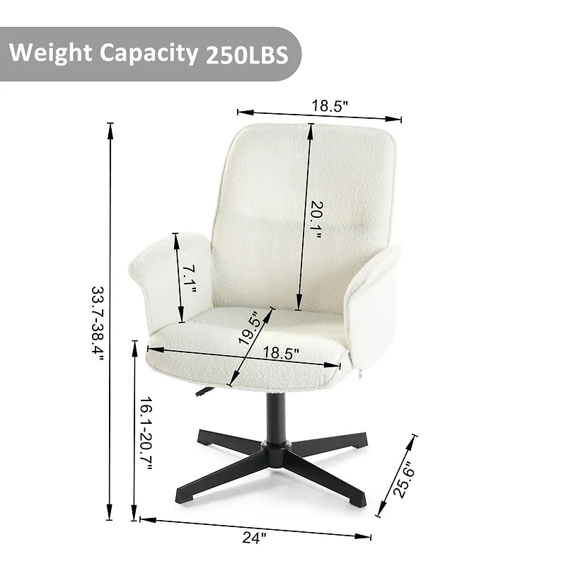 Lot de 2 fauteuils pivotants et ergonomiques Homy Casa, hauteur réglable, en chenille beige, pour salon