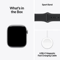 Apple Watch Series 11 GPS - Boîtier 42 mm en aluminium noir de jais - Bracelet sport noir (P/M)