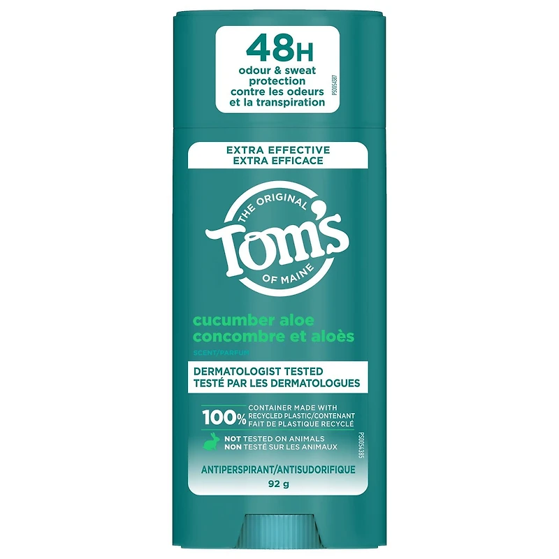 Tom’s of Maine Cucumber Aloe Antiperspirant for Women and Men, With Recycled Aluminum, 92g, Tom's of Maine Cucumber & Aloe Antiperspirant