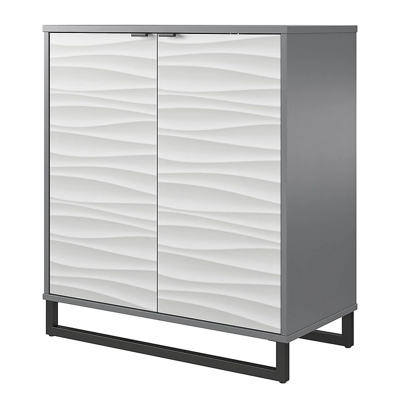 Cabinet décoratif à deux portes Monterey d’Ameriwood Home, motifs effet vagues, graphite