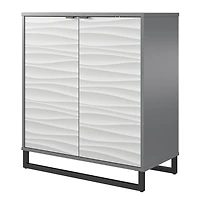 Cabinet décoratif à deux portes Monterey d’Ameriwood Home, motifs effet vagues, graphite