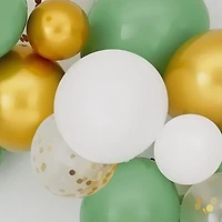 Green Gold balloon arch, Wht grn and gold balloon arch