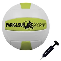 Park & Sun Spiker Sport Steel Volleyball Set – 3‑piece steel poles, adjusts to men’s/coed/women’s heights, regulation 32′ net, includes boundary, stakes, ball, pump & carry bag