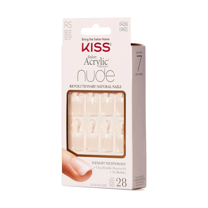 KISS Salon Acrylic - French Nude Breathtaking - Fake Nails, 28 Count, Short, DIY French nails at home!