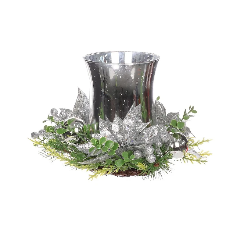 Bougeoir en verre de Noël 20cm