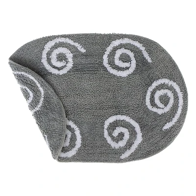 Reversible Cotton Tourbillonnant Ovale Tapis De Bain (16 X 24) (Gray) - Set of 2