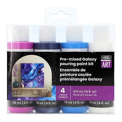 UNIQUE Creativ ART Ensemble de peinture coulante Galazy, prémélangée, 4 × 118 ml