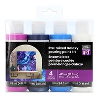 UNIQUE Creativ ART Ensemble de peinture coulante Galazy, prémélangée, 4 × 118 ml