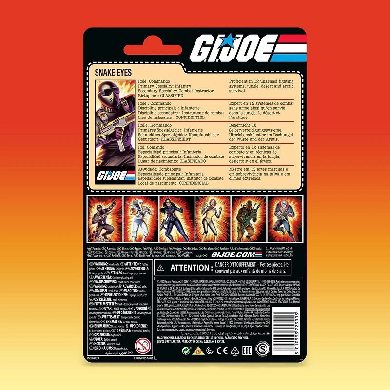 G.I. Joe Retro Collection Snake Eyes Toy 3.75-Inch-Scale Collectible Action Figure with Multiple Accessories, Toys for Kids Ages 4 and Up