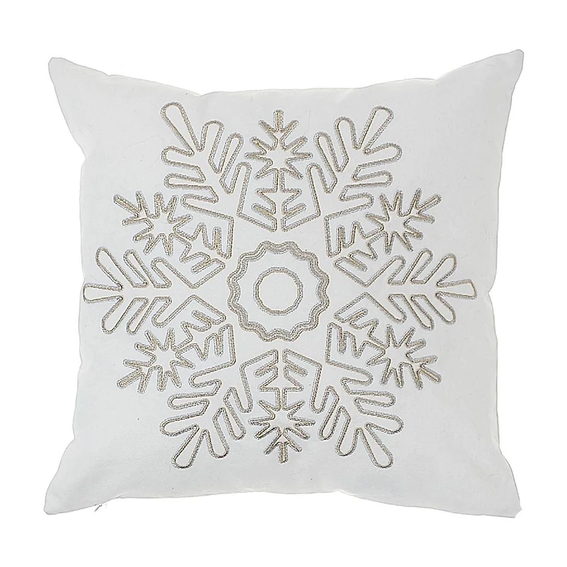 Coussin En Toile De Coton Brodé Flocon De Neige 18"X18" - Lot De 2