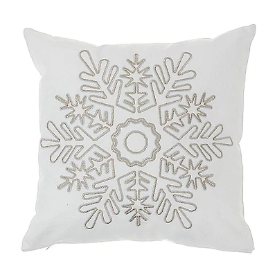 Coussin En Toile De Coton Brodé Flocon De Neige 18"X18" - Lot De 2