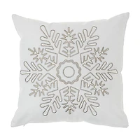 Coussin En Toile De Coton Brodé Flocon De Neige 18"X18" - Lot De 2