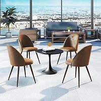 Ensemble de 2 chaises de bureau Homy Casa avec dossier rond rembourré, sans accoudoirs, imitation daim brun