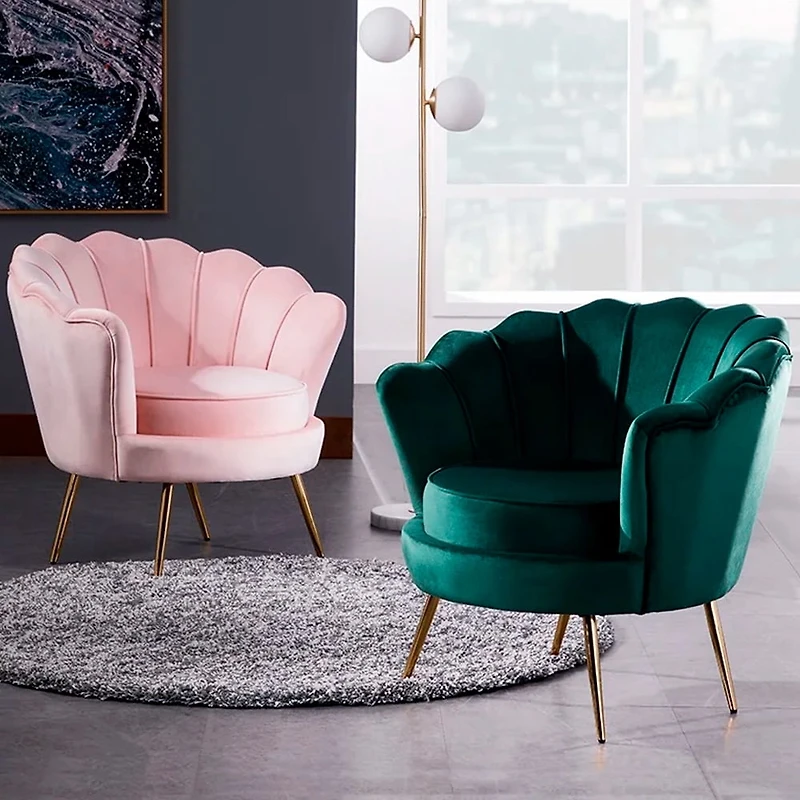 Heavenly Collection Glam Velvet Accent Chair, Green Upholstered Chair with Gold Metal Legs, Modern Luxury Seating for Living Room or Bedroom