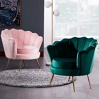 Heavenly Collection Glam Velvet Accent Chair, Green Upholstered Chair with Gold Metal Legs, Modern Luxury Seating for Living Room or Bedroom