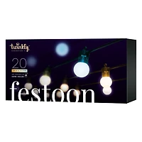 Twinkly Festoon Ampoules LED Smart 20 AWW, guirlande noire de 33 pieds, Gen II
