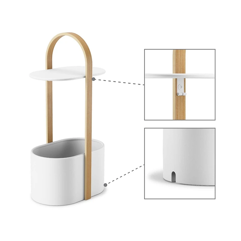 Umbra BELLWOOD - Tablette range magazines et cables blanc et bois