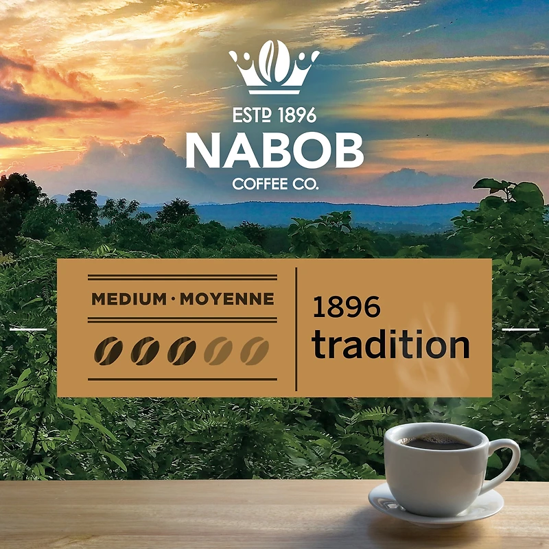 Café moulu à torréfaction moyenne Nabob 1896 Tradition, boîte de 340 g 340 g