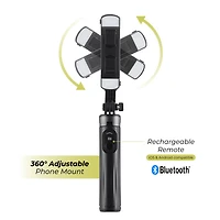 LED Lights Selfie Stick Quad Tripod, Wireless Dual LED Lights