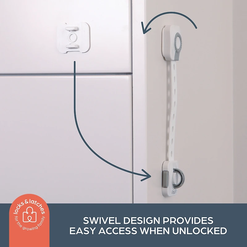 Dreambaby® Dial-It Adapta™ Strap Latch - 3pk, Super Strong Safety Straps!