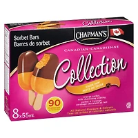 Chapman's Low Calorie Canadian Collection Tiger Paw Sorbet Bars in a Carton, 8 x 55mL