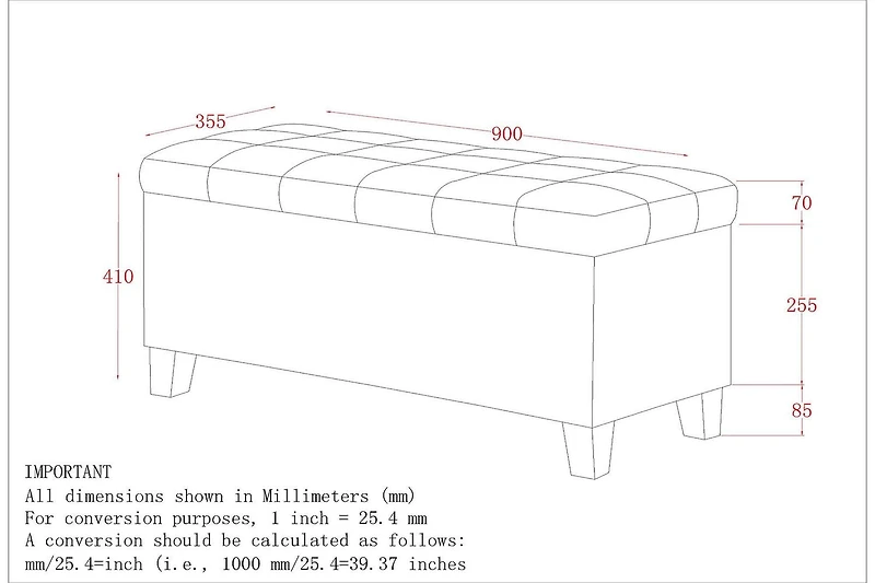 Ottomane De Rangement Similicuir – Noir