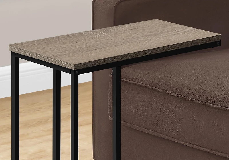 Monarch Specialties Table D'appoint, En Forme De C, Bout, Côté, Collation, Salon, Chambre À Coucher, Métal, Stratifié, Brun, Noir, Contemporain, Moderne