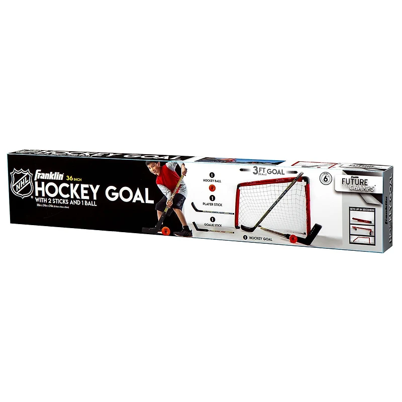 Cage de but de hockey NHL de 91 cm (36 po) de Franklin Sports avec deux (2) bâtons