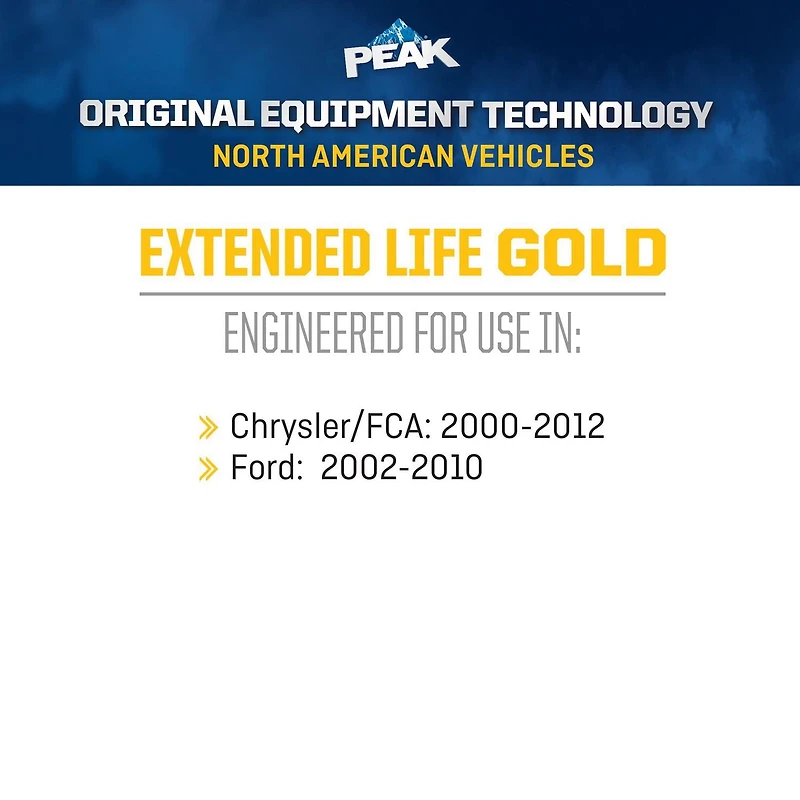 PEAK® OET Extended Life Gold 50/50 Pre-Diluted Coolant /Antifreeze for North American Vehicles, 3.78 Liters, PEAK OET AFC 50/50 N.A. Gold