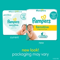 Pampers Lingettes pour Bébés Sensibles Sans Parfum, 2 Paquets à Couvercle Rabattable (168 Lingettes au Total)