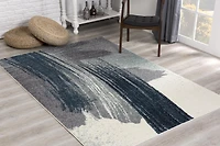 Tapis d'intérieur scandinave Rug Branch Nova 2' x 5' (taille exacte : 2'3" 5'), bleu et blanc, contemporain - Entrée, couloir, salle de bain cuisine
