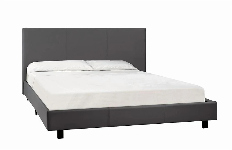 Queen Platform Bed & Mattress Set, Grey