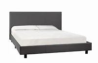 Queen Platform Bed & Mattress Set, Grey