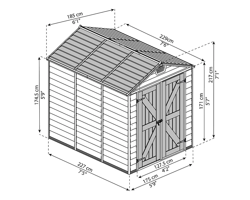 Cabanon de rangement SkyLight™ de 6 pi x 8 pi Canopia by Palram