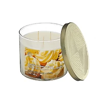 IH Casa Decor 14 Oz 3 Bougie En Pot À Mèche Avec Couvercle De Beurre De Vanille - Ensemble De 2