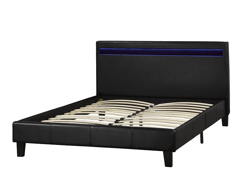 Dhara Queen Platform Bed with LED Lighting, Black
