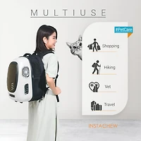 INSTACHEW Trekpod Smart Pet Carrier Backpack pour chats, petits chiens et chiots jusqu'à 17 livres, pour la randonnée et l'extérieur (blanc)