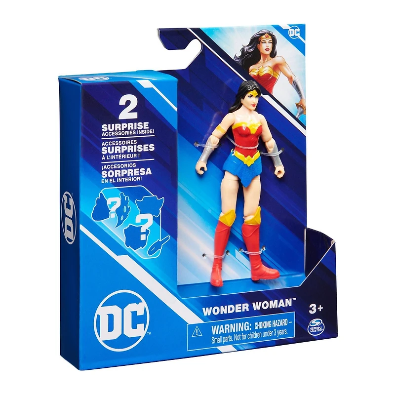 DC Comics, Figurine articulée Wonder Woman de 10 cm avec 3 accessoires mystère, pour les enfants à partir de 3 ans