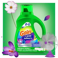 Détergent à lessive liquide Gain Odeur Defense, parfum Fraîcheur éclatante, 4,2 L, 100 brassées, 2 en 1, détergent à lessive liquide, compatible avec les laveuses HE