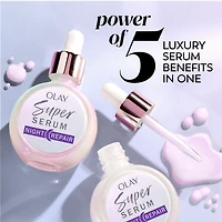 Super sérum réparateur de nuit 5 en 1 de Olay Sérum léger renouvelant pour le visage  Soin de la peau correcteur de rides avec acide salicylique, niacinamide, acide lactique, glycérine, peptide 50ML