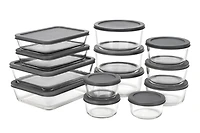 MAINSTAYS Glass food storage set with PE Lid of round and rectangular shape, DIFFERENT VOLUME: 236/472/944/700/1400ML