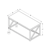 Monarch Specialties Coffee Table, Accent, Cocktail, Rectangular, Living Room, 44"l, Metal, Laminate, Natural, Chrome, Contemporary, Modern