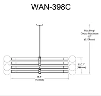 Wand 8 Globe Light Chandelier - Aged Brass