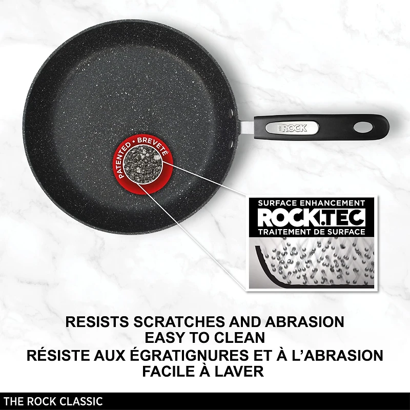 Starfrit The Rock Classique 30 cm (12") Poêle, Antiadhésif, Base Ultra Épaisse, Résistant Aux Rayures, Va au Four & Lave-Vaisselle, Blanche