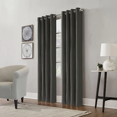 Loft Living Elba Total Blackout Textured Grommet Single Curtain Panel 52" x 63" in Charcoal