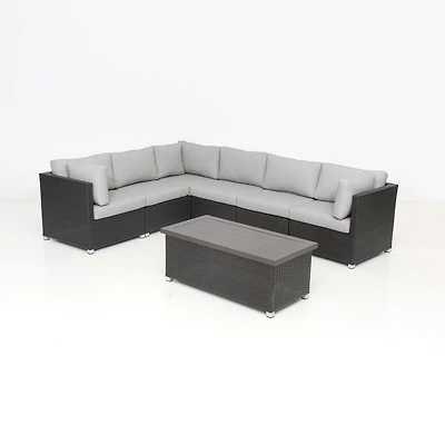 Innesbrook Collection Ensemble de conversation de patio en aluminium 7 pièces avec coussins gris