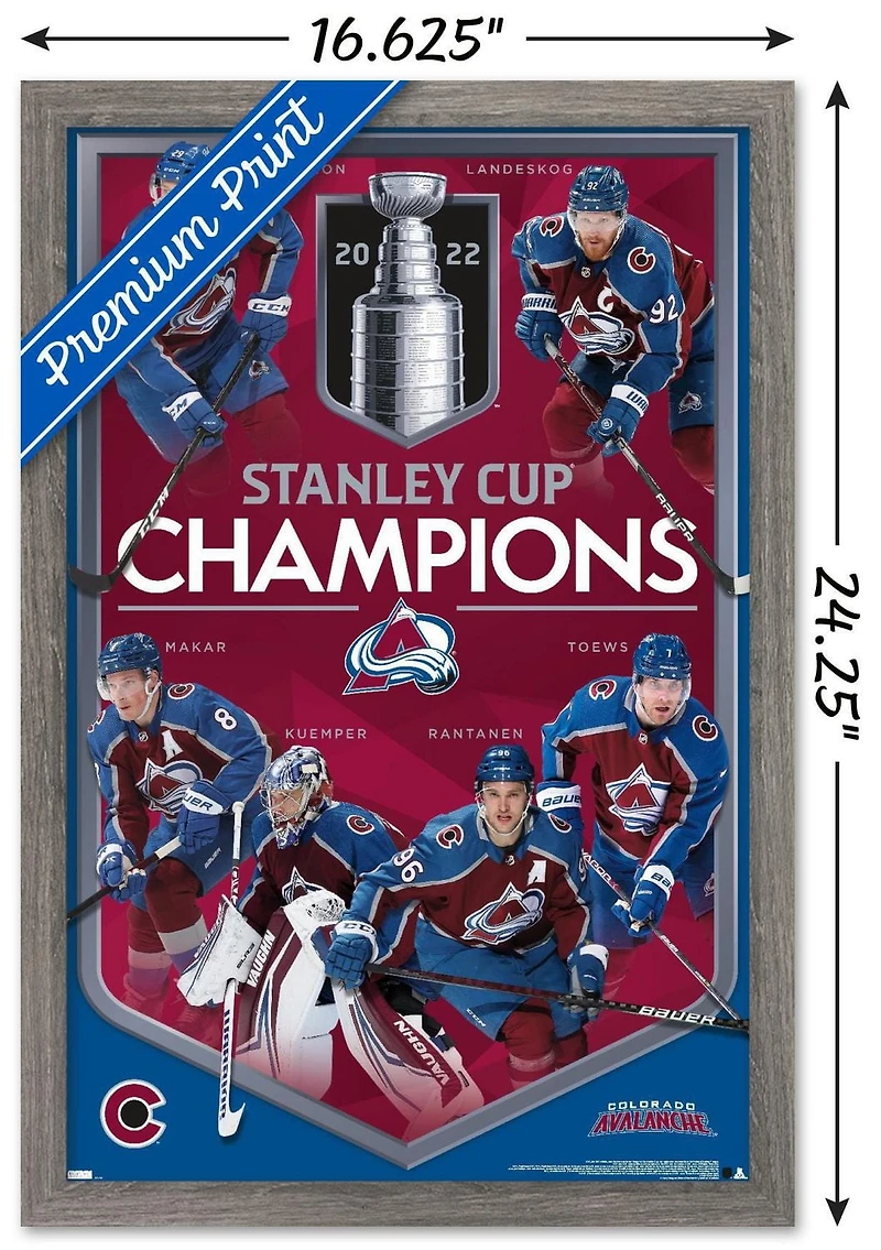 NHL Colorado Avalanche - Stanley Cup Champions Wall Poster, 14.725" x 22.375" Framed