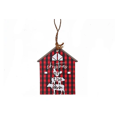 Christmas Sur L'Ornement De La Maison De La Ferme - Ensemble De 6